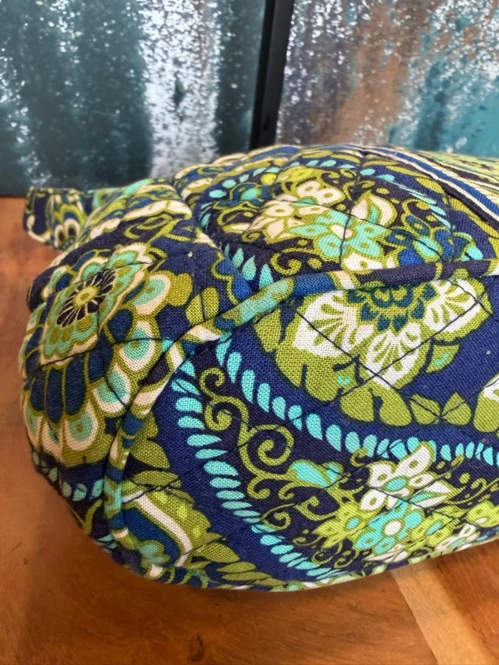 Vera Bradley Boho 2010s Retired Floral Shoulder Bag Blue/Green VGUC